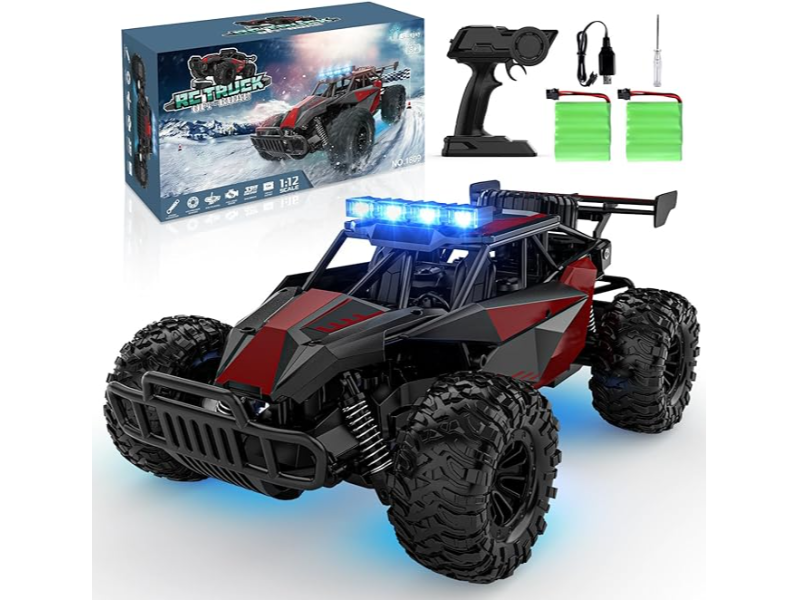 BLUEJAY Remote Control Car - 2.4GHz High Speed 33KM/H RC Cars Toys, 1:12 Monster RC Truck Off Road with LED Headlight and Rechargeable Battery Gifts for Adults Boys 8-12