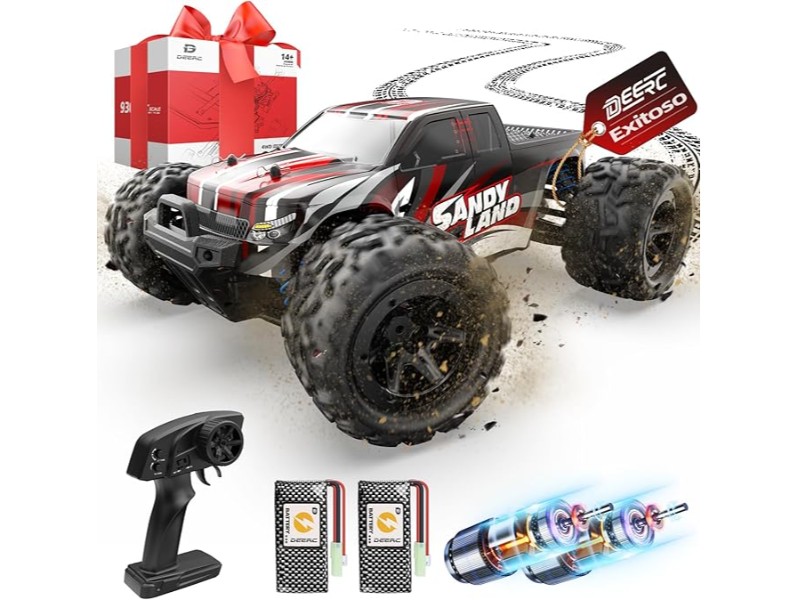 DEERC Remote Control Car High Speed RC Cars for Kids Adults 1 16 Scale 40 KM H 4WD Off Road Monster Trucks  2 4GHz All Terrain Toy Trucks with 2 Rechargeable Battery