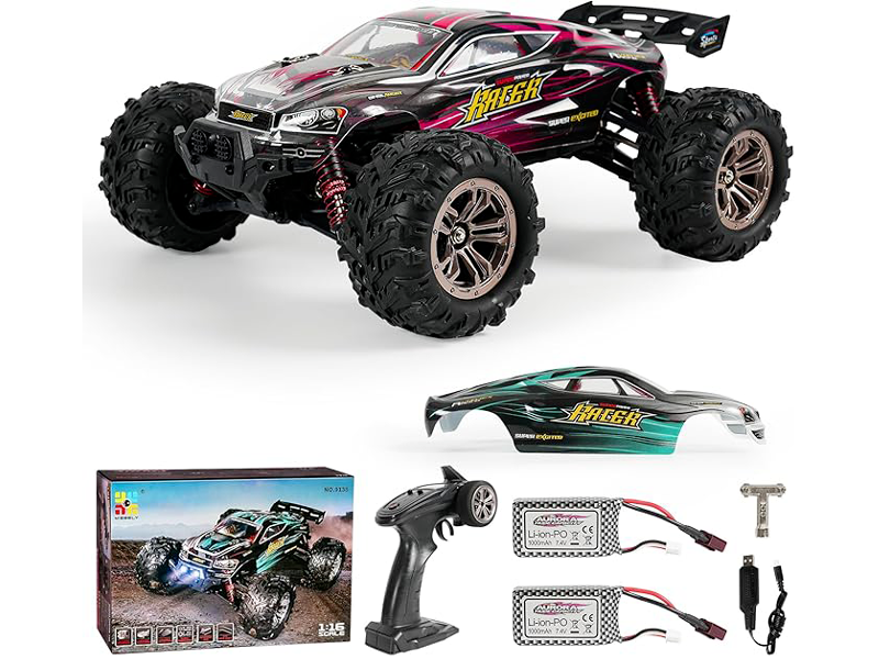 MIEBELY Super RC Monster Trucks, Upgrade 1/16 Scale All Terrain Remote Car, 40KPH High Speed Motor RC Super Truck Cars for Adult, Kid, Up to 262 FT Range, 2 Large Batteries