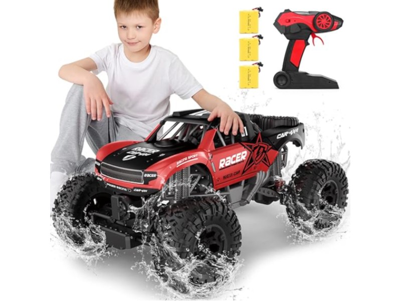 RC Trucks 4x4 Offroad Waterproof   1 12 Scale Large Amphibious Remote Control Car  Dual Motors Crawler Vehicle  Monster Toys with 3 Rechargeable Batteries  Best Gift for Kids Adults