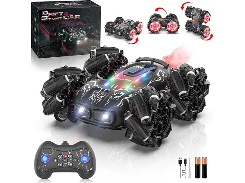 Remote Control Car Monster Truck   2 4GHz New Upgraded Double Sided 360 Rotating RC Cars with Headlights  4WD Kids Toys for Ages 4 13  Suitable for Boys and Girls