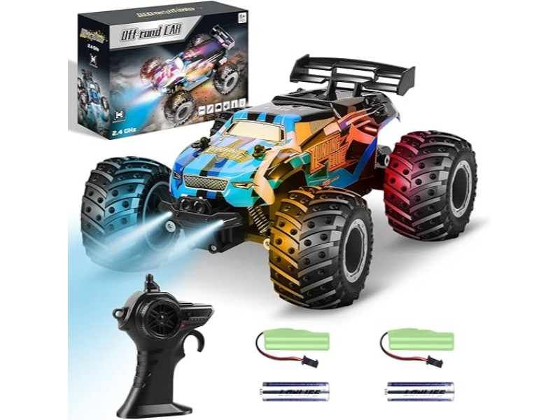 Remote Control Car  Remote Control Truck  2 4Ghz All Terrain Off Road Monster Truck  20 KM H RC Cars with LED Bodylight and 2 Rechargeable Batteries Toys for Boys Age 4 7 8 12